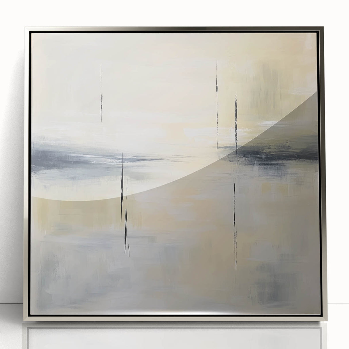 Geometric Abstract Wall Decor – Beige and Gray Modern Canvas