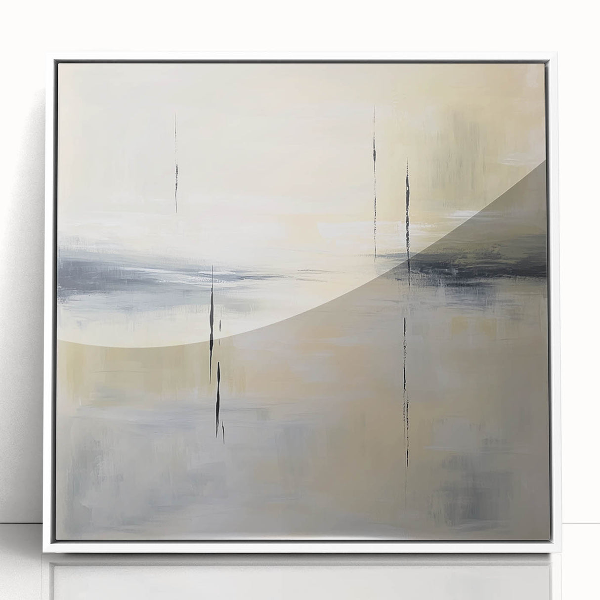 Geometric Abstract Wall Decor – Beige and Gray Modern Canvas