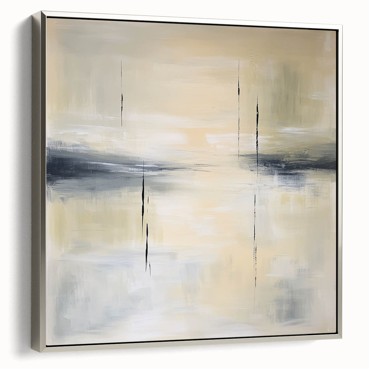 Geometric Abstract Wall Decor – Beige and Gray Modern Canvas