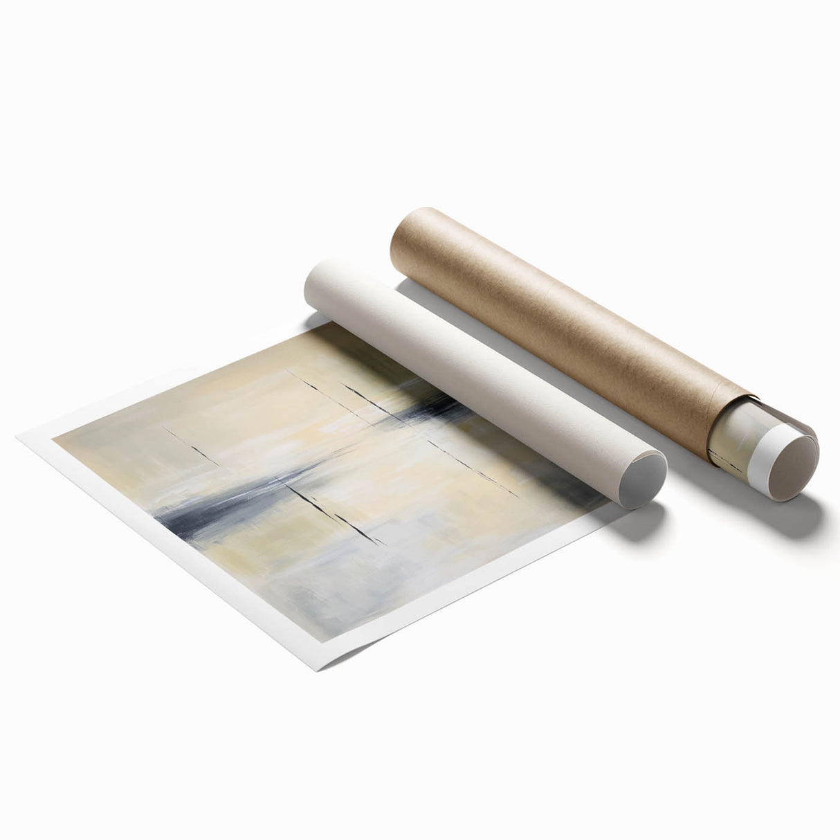 Geometric Abstract Wall Decor – Beige and Gray Modern Canvas