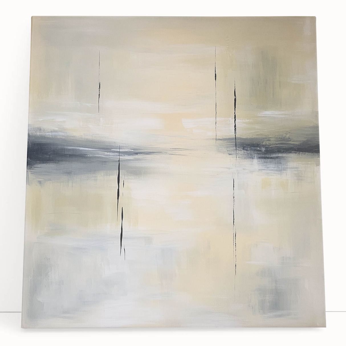 Geometric Abstract Wall Decor – Beige and Gray Modern Canvas