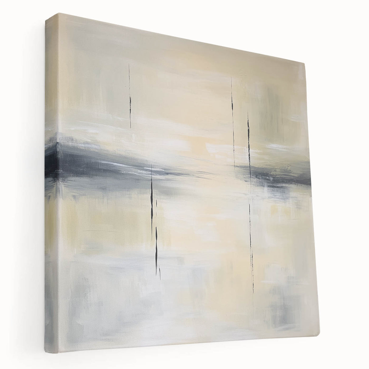 Geometric Abstract Wall Decor – Beige and Gray Modern Canvas