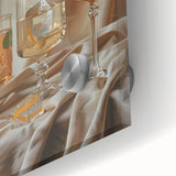 Large abstract wall art on acrylic glass featuring mid-century modernist design in vibrant colors, ideal for dining room art.