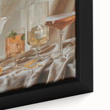 Extra large black wall art on canvas featuring colorful, textured depictions of various foods and drinks.