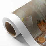 Art deco poster featuring a stylized cocktail glass, rendered in vibrant pink and teal hues on rolled canvas.