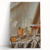 Large black and white stretched canvas of assorted kitchen utensils, ideal for kitchen wall art.