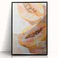 Large abstract wall art featuring assorted fruits in bold colors on a black acrylic framed print.