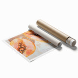 Extra large rolled print featuring a variety of fruits in vibrant colors, ideal for classy bathroom wall art.