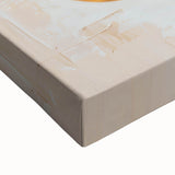 Large art of a black and white landscape painting featuring assorted fruits on a stretched canvas.