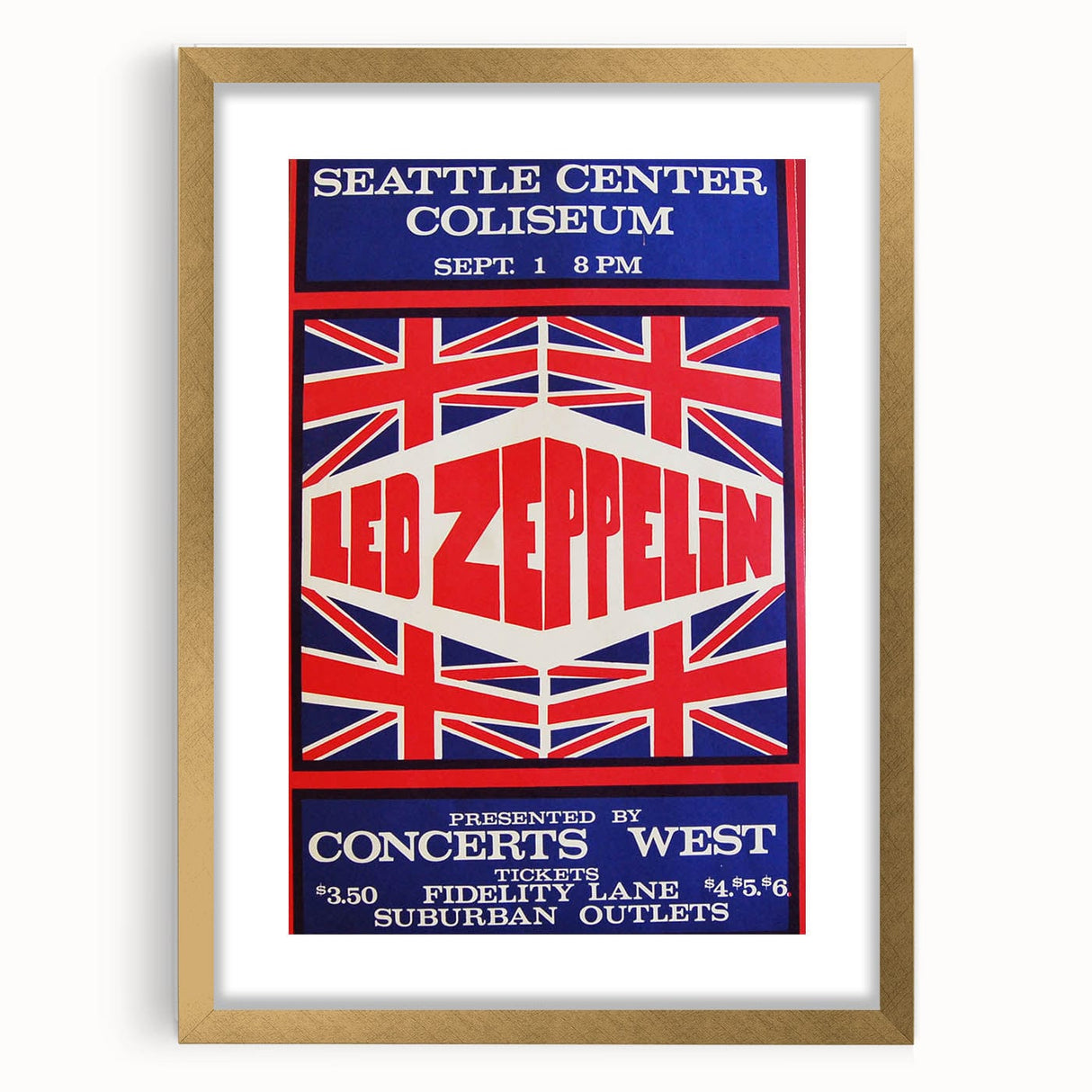Led Zeppelin Seattle 1969 Poster | Retro Concert Wall Art