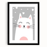Cute Cat Girls Room Wall Art – Nursery & Kids Room Art Print