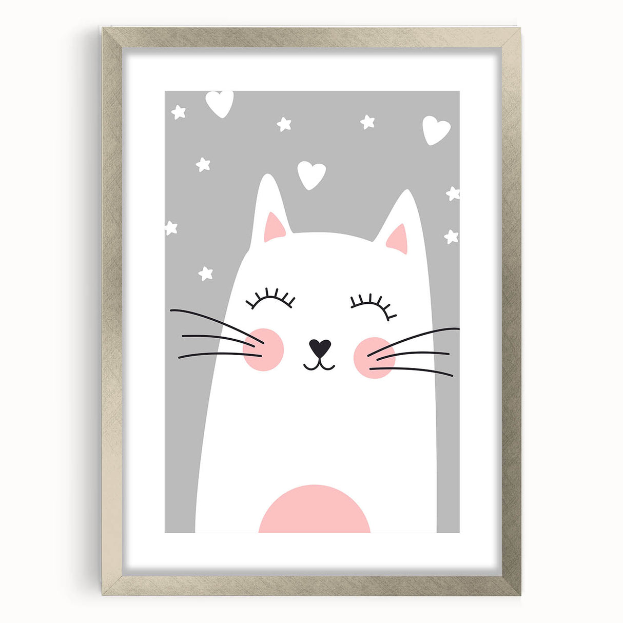 Cute Cat Girls Room Wall Art – Nursery & Kids Room Art Print