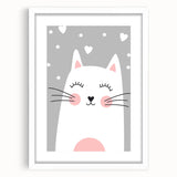 Cute Cat Girls Room Wall Art – Nursery & Kids Room Art Print