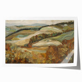 Autumnal floral design on extra large rolled canvas, featuring warm orange and red tones, ideal for art wall dining room.