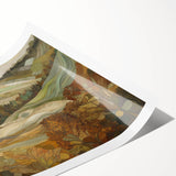 Extra large wall art featuring line art flowers in autumnal colors on a rolled print, ideal for large living room decor.