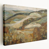 Autumn-themed abstract painting on stretched canvas, featuring warm orange and red tones, suitable for kitchen wall art.