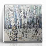 Dining Room Wall Art Collection – Winter Birch Forest Painting