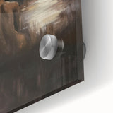 Abstract figurative acrylic artwork displayed on glass, showcasing vibrant colors and intricate details in a close-up view, perfect for modern decor enthusiasts.