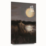 Abstract figurative acrylic artwork displayed in a glass frame, showcasing vibrant colors and dynamic shapes, perfect for modern home decor.