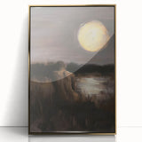 Framed abstract figurative artwork in gold tones, featuring dynamic shapes and textures, ideal for modern home decor. Adds elegance to any room setting.