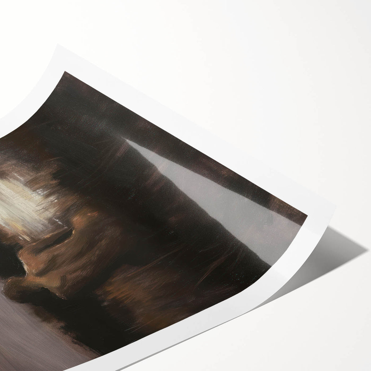 Abstract figurative art print featuring vibrant colors and unique shapes, rolled for easy shipping in a protective cardboard tube, perfect for modern decor.