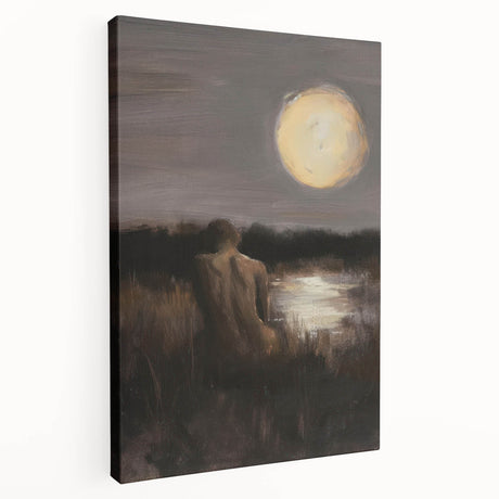 Abstract figurative stretched canvas artwork showcasing vibrant colors and dynamic shapes, highlighting modern artistic expression in a side view presentation.