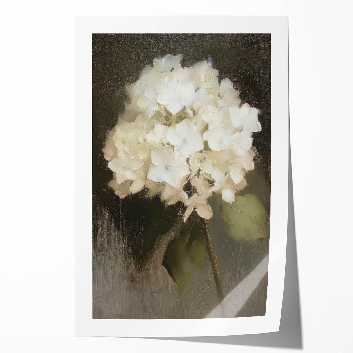 Abstract floral design on rolled canvas print showcasing vibrant colors and intricate patterns, elegantly packaged in a protective cardboard tube for display or gifting.