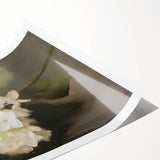 Vibrant abstract floral design printed on high-quality rolled canvas, showcasing bold colors and intricate details, ideal for modern home decor.