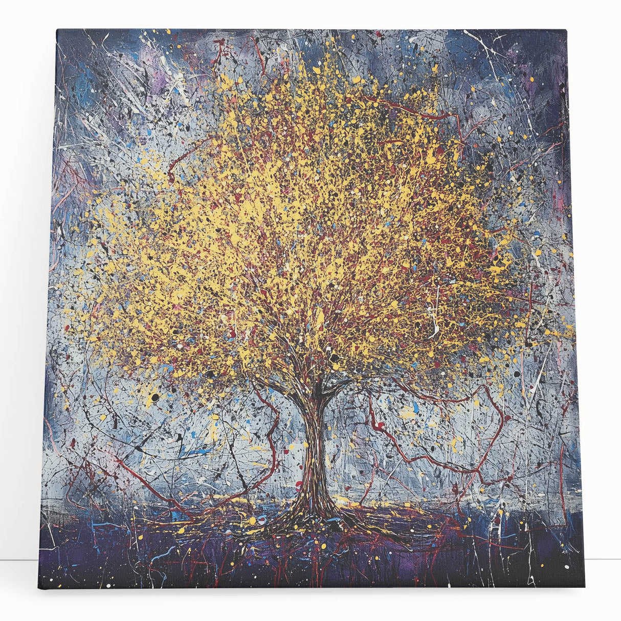 Abstract floral canvas art featuring vibrant colors and intricate designs, displayed against a neutral background. Perfect for modern home decor and artistic interiors.