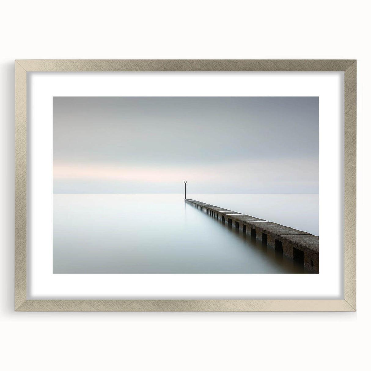 Elegant abstract landscape framed art with a silver mat, showcasing vibrant colors and fluid shapes, perfect for modern home decor. Ideal for adding a touch of sophistication to any room.