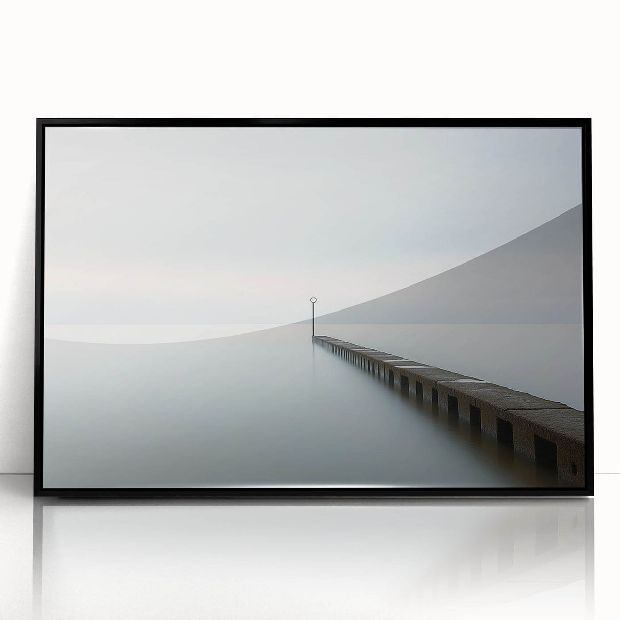 Abstract landscape artwork featuring a framed acrylic design with a black front, showcasing vibrant colors and fluid shapes, ideal for modern decor.