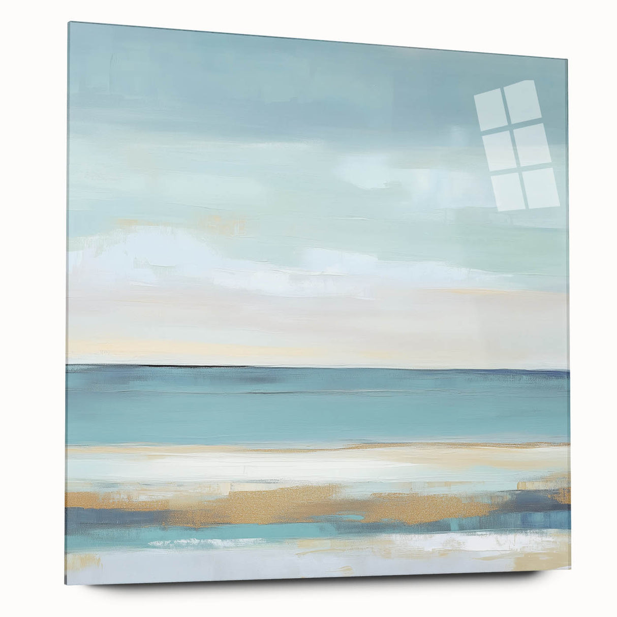 Minimalist Abstract Wall Art – Aqua and Sand Coastal Canvas