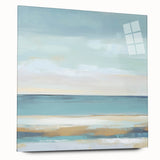 Minimalist Abstract Wall Art – Aqua and Sand Coastal Canvas