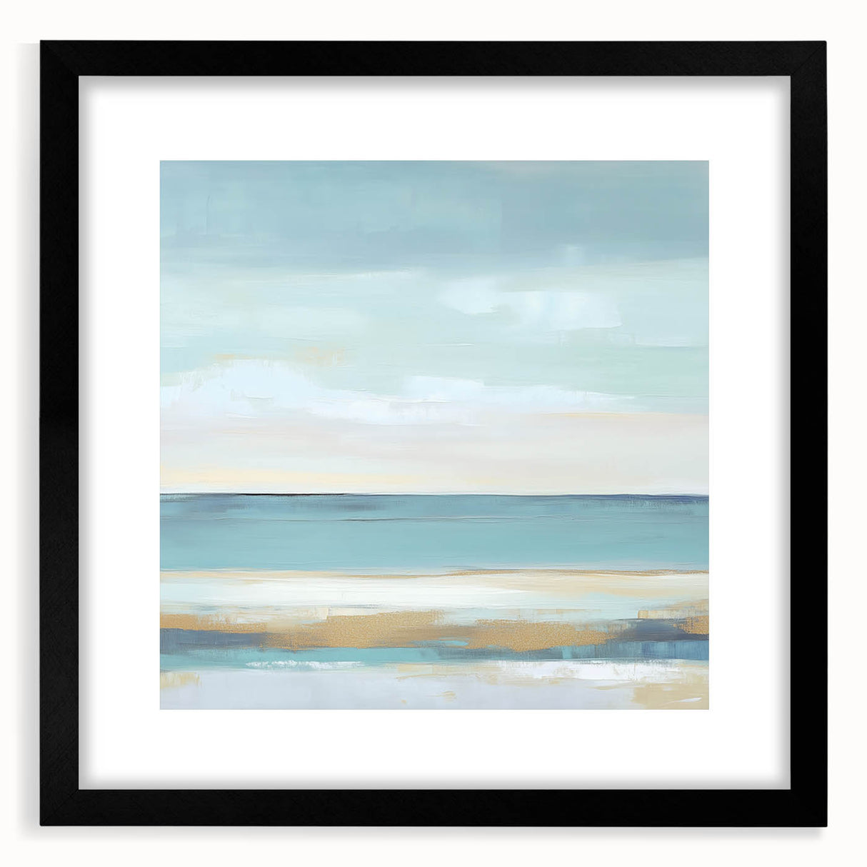 Minimalist Abstract Wall Art – Aqua and Sand Coastal Canvas
