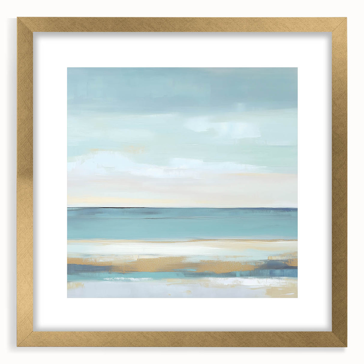 Minimalist Abstract Wall Art – Aqua and Sand Coastal Canvas