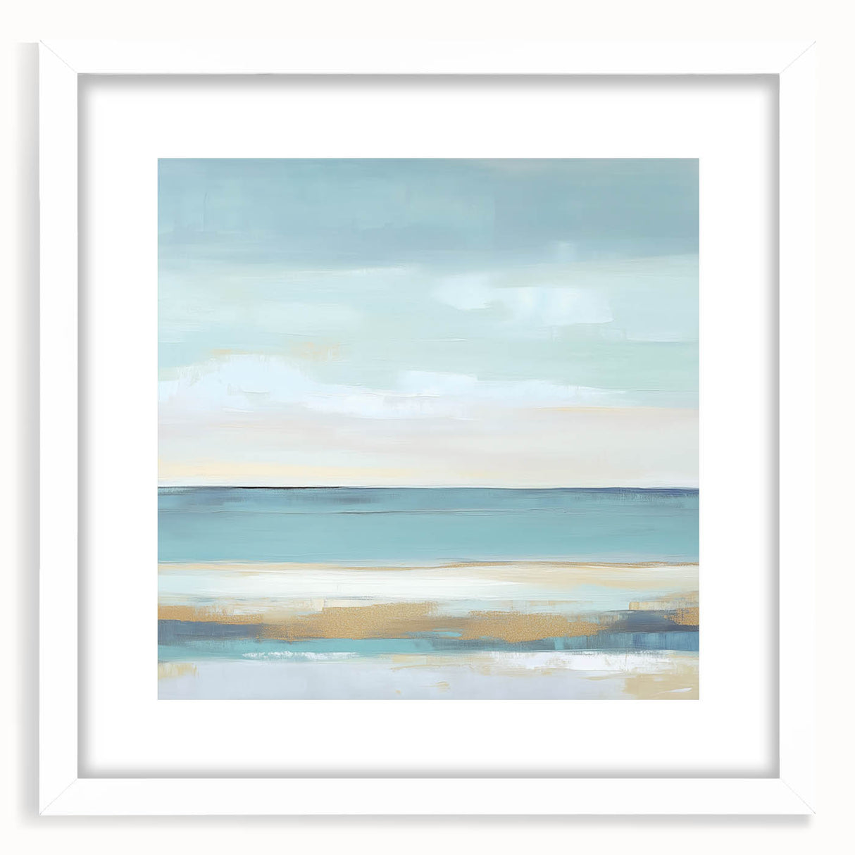 Minimalist Abstract Wall Art – Aqua and Sand Coastal Canvas