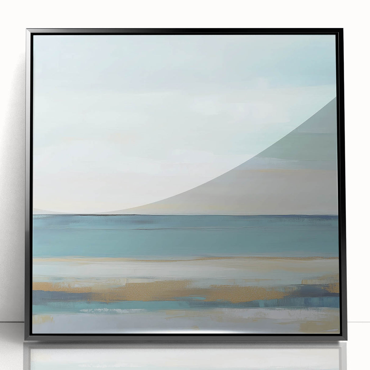 Minimalist Abstract Wall Art – Aqua and Sand Coastal Canvas