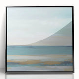 Minimalist Abstract Wall Art – Aqua and Sand Coastal Canvas
