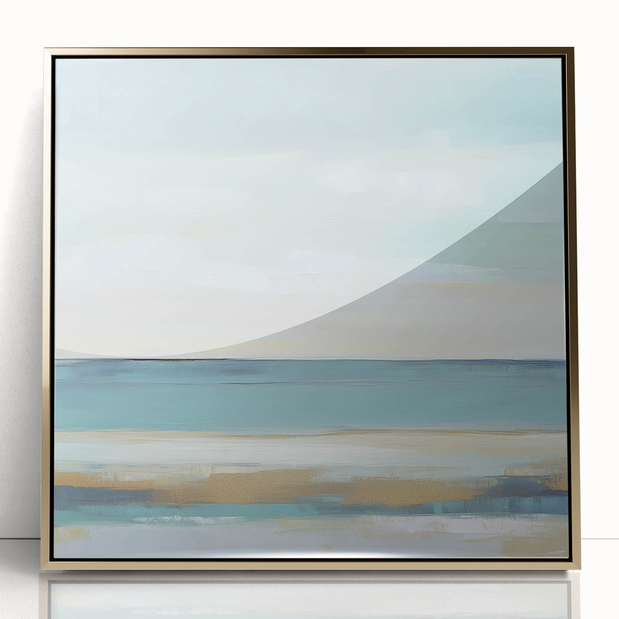 Minimalist Abstract Wall Art – Aqua and Sand Coastal Canvas