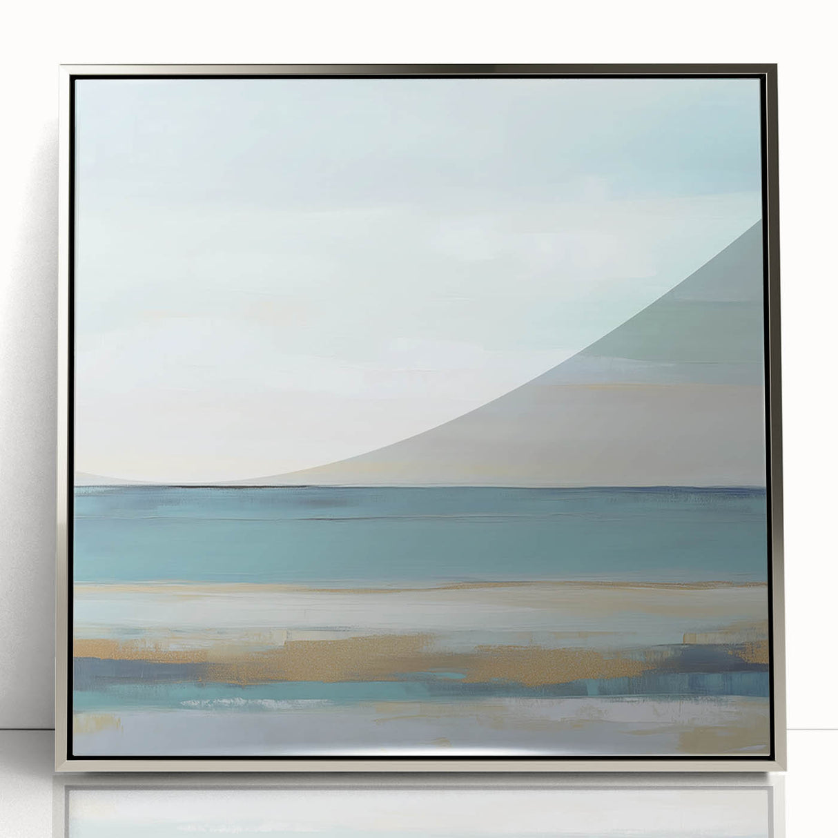 Minimalist Abstract Wall Art – Aqua and Sand Coastal Canvas