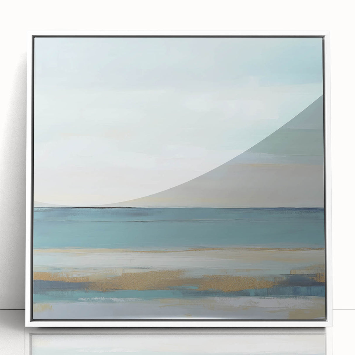 Minimalist Abstract Wall Art – Aqua and Sand Coastal Canvas