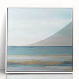 Minimalist Abstract Wall Art – Aqua and Sand Coastal Canvas