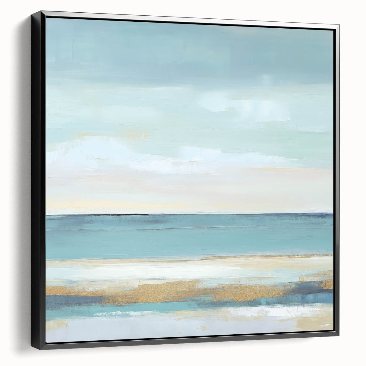 Minimalist Abstract Wall Art – Aqua and Sand Coastal Canvas