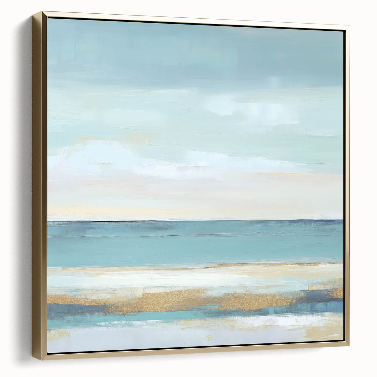 Minimalist Abstract Wall Art – Aqua and Sand Coastal Canvas