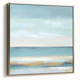 Minimalist Abstract Wall Art – Aqua and Sand Coastal Canvas