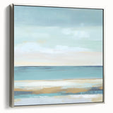 Minimalist Abstract Wall Art – Aqua and Sand Coastal Canvas