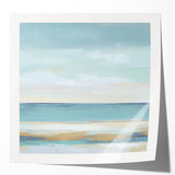 Minimalist Abstract Wall Art – Aqua and Sand Coastal Canvas