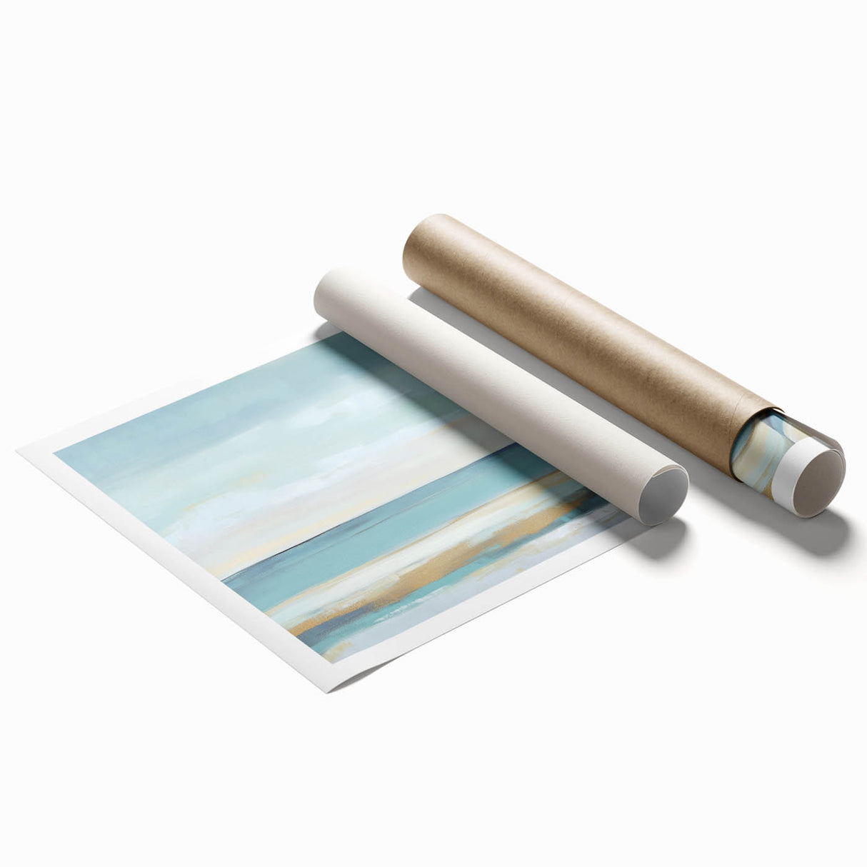 Minimalist Abstract Wall Art – Aqua and Sand Coastal Canvas