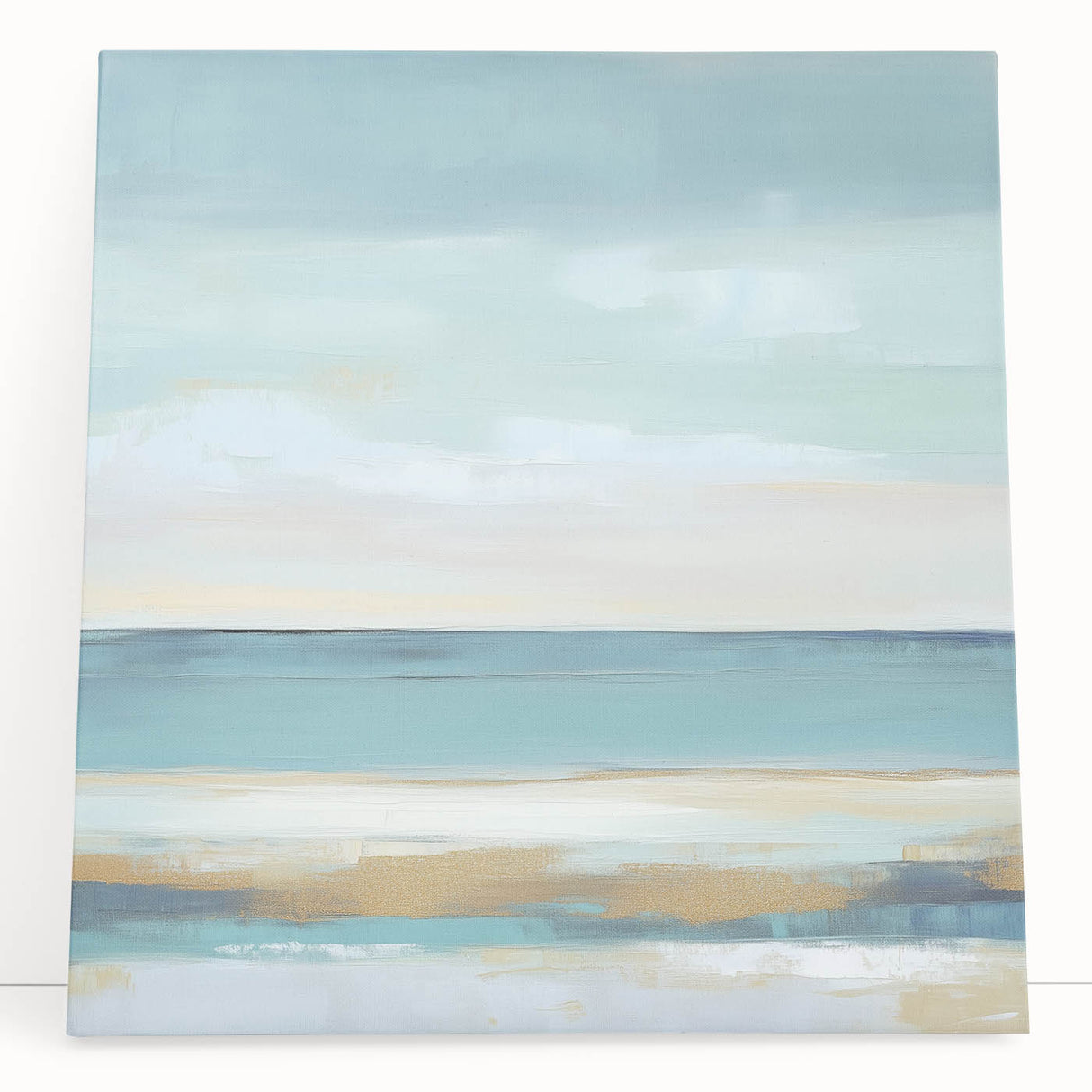 Minimalist Abstract Wall Art – Aqua and Sand Coastal Canvas