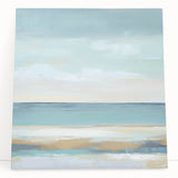 Minimalist Abstract Wall Art – Aqua and Sand Coastal Canvas